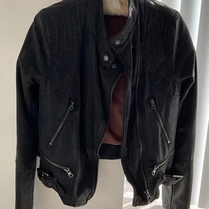 Free People womens  M blk moto faux leather jacket